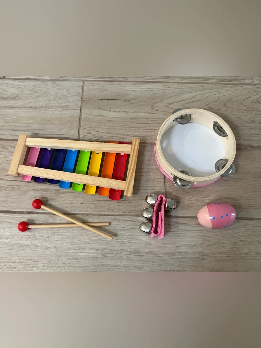 Rainbow Xylophone and Pink Unicorn Percussion Set for Kids
